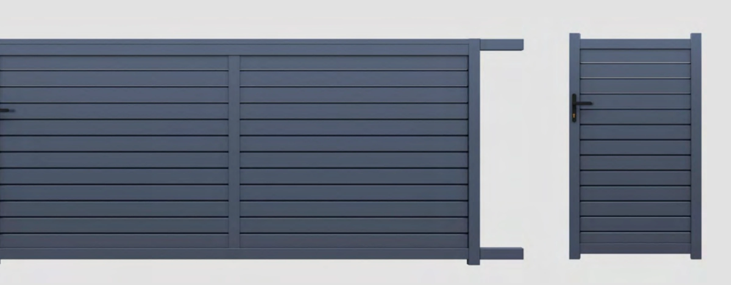 Slat sliding gate with pedestrian gate
