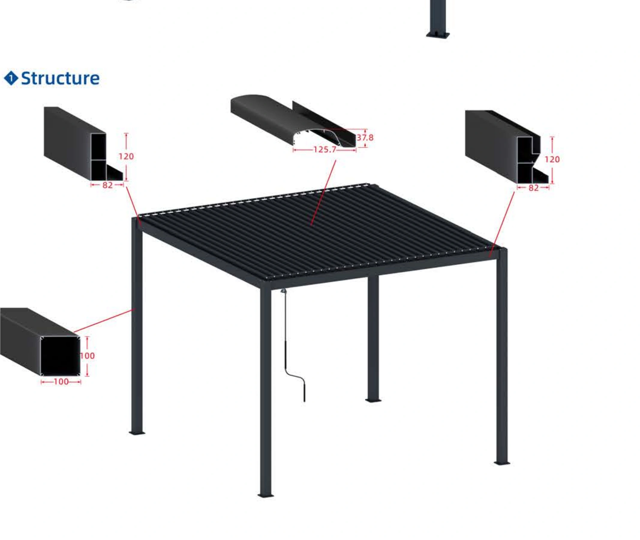 Model-specific frame and louvre structure