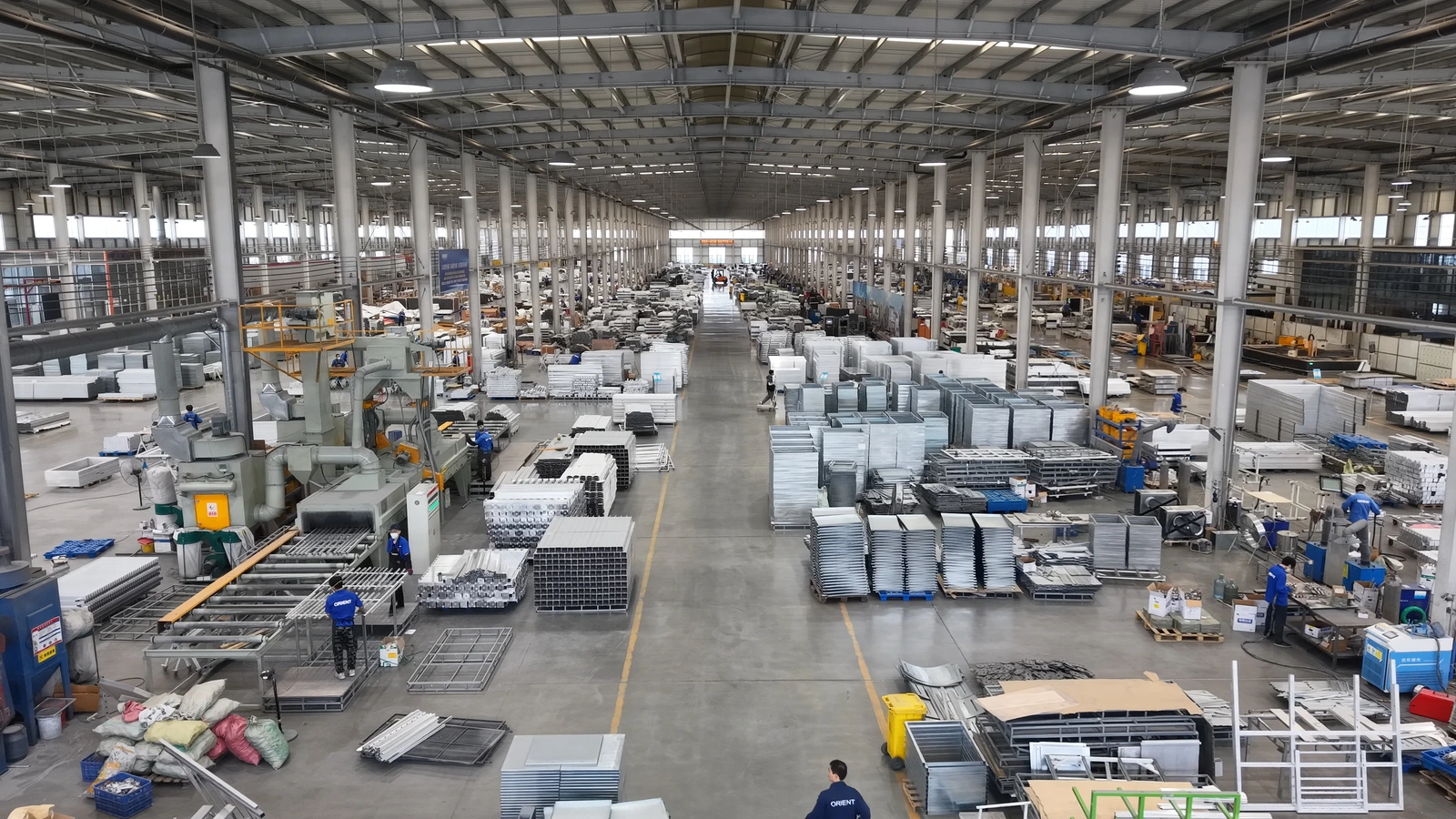 Orient Aluminium production floor with fabrication equipment and aluminium components