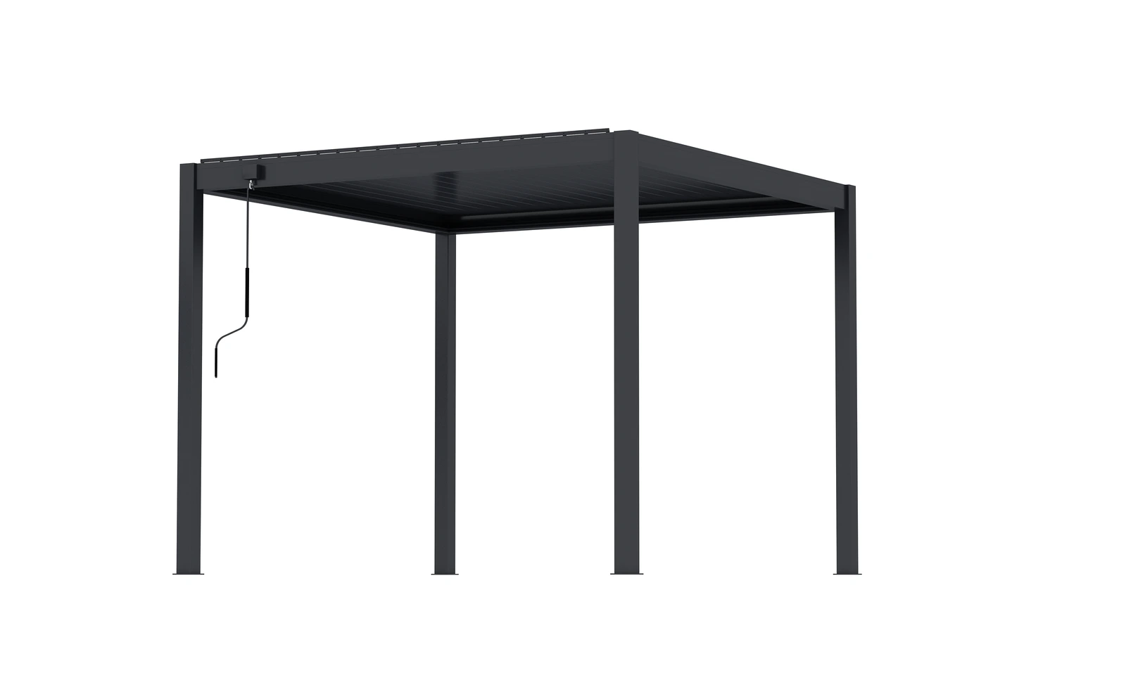 Steel-louvre Pergola Model 7 · freestanding frame with manual operating handle